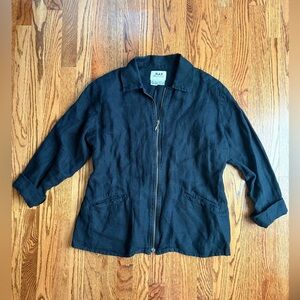 FLAX by Jeanne Engelhart 100% Linen Jacket – Black – Size Medium